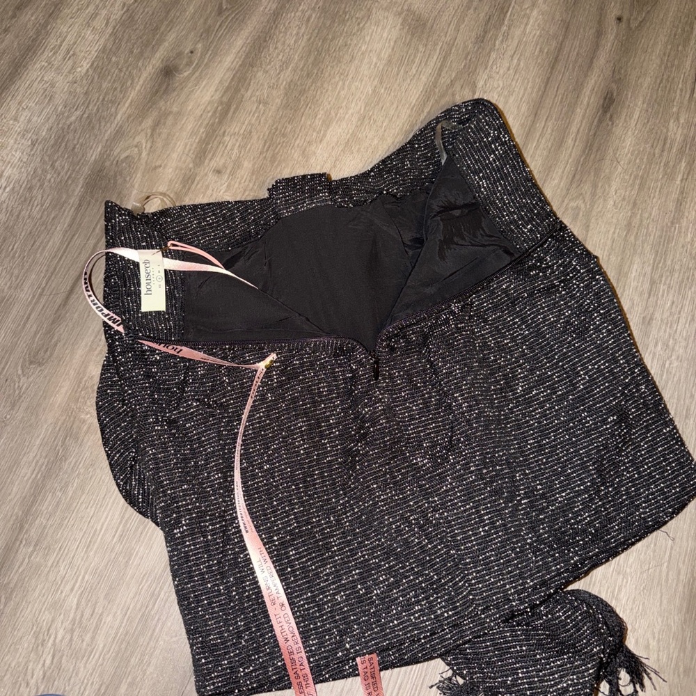 House of CB MARTHA Black Sparkle Draped Mini Skirt - Picture 9 of 11